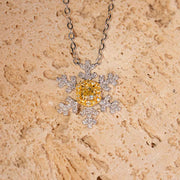 Natural Yellow Diamond Snowflake Necklace D0.3, d0.39ct 18K